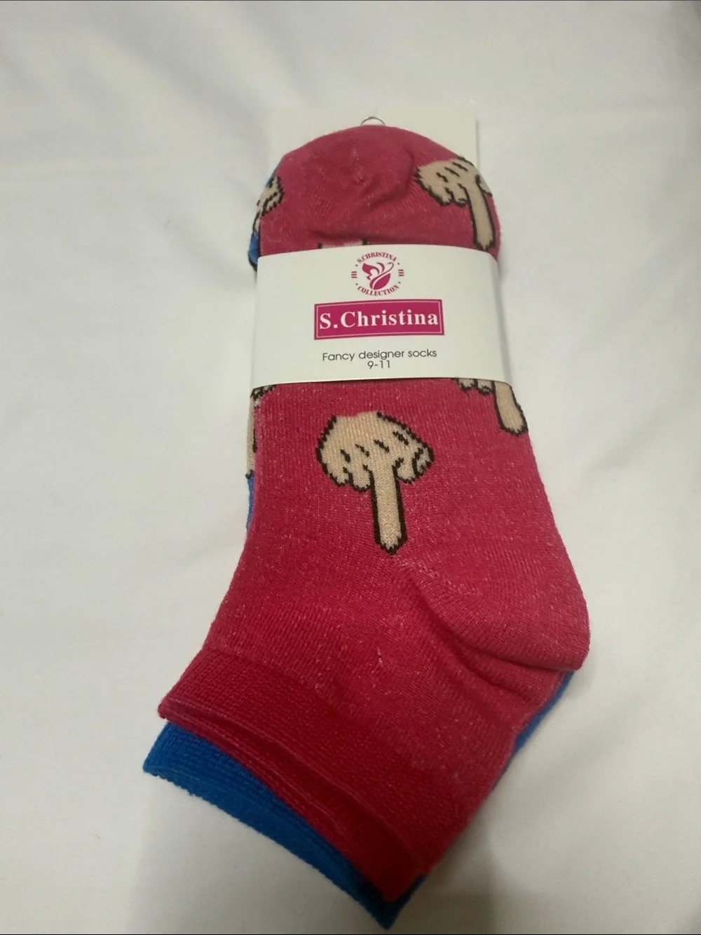 Sets of 6 pairs Christina Women’s Green & Pink Mushroom Novelty Ankle Socks